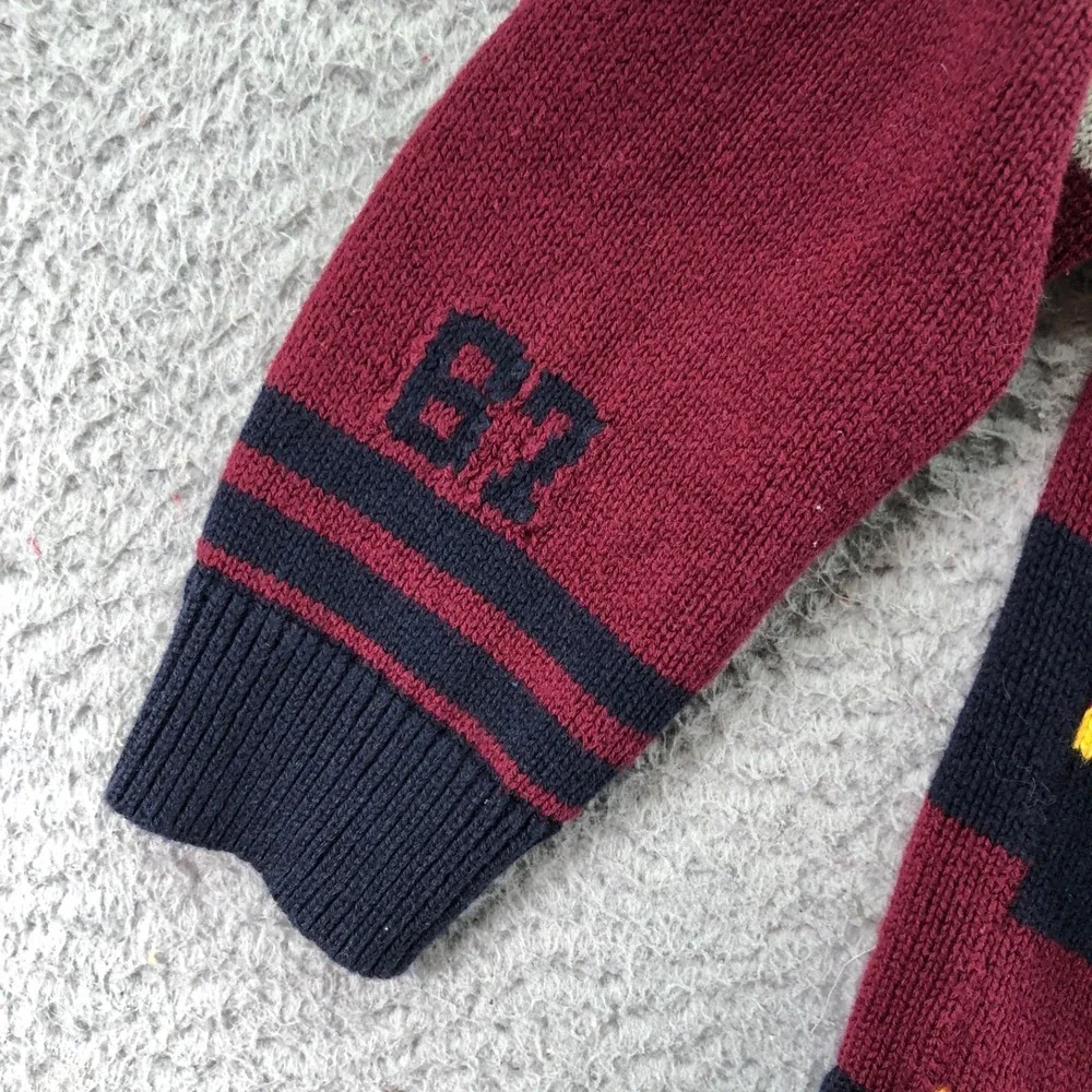 Polo Ralph Lauren Sweater Boys 4T Hood Knit Cardigan Bulldog Patchwork Letterman